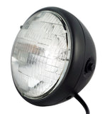 Headlight, 7'' Black, Classic Retro, Cafe Style - Moto Lights Australia