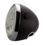 Headlight, 7'' Black & Chrome, Classic Retro, Cafe Style - Moto Lights Australia