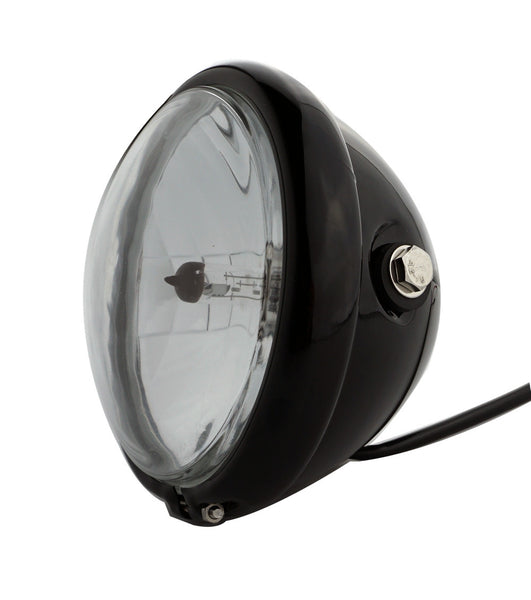 Headlight, 5.75'' Black, Classic Retro, Cafe Style - Moto Lights Australia