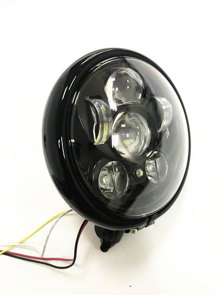 LED Headlight (50W)+ Bottom Mount Housing , 5.75'' Classic Retro, Cafe Style - Moto Lights Australia